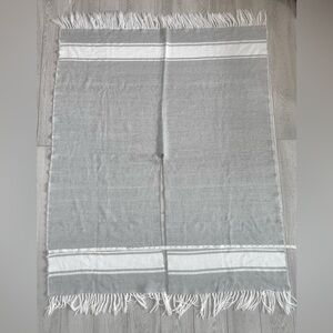 Gray and White Striped Scarf